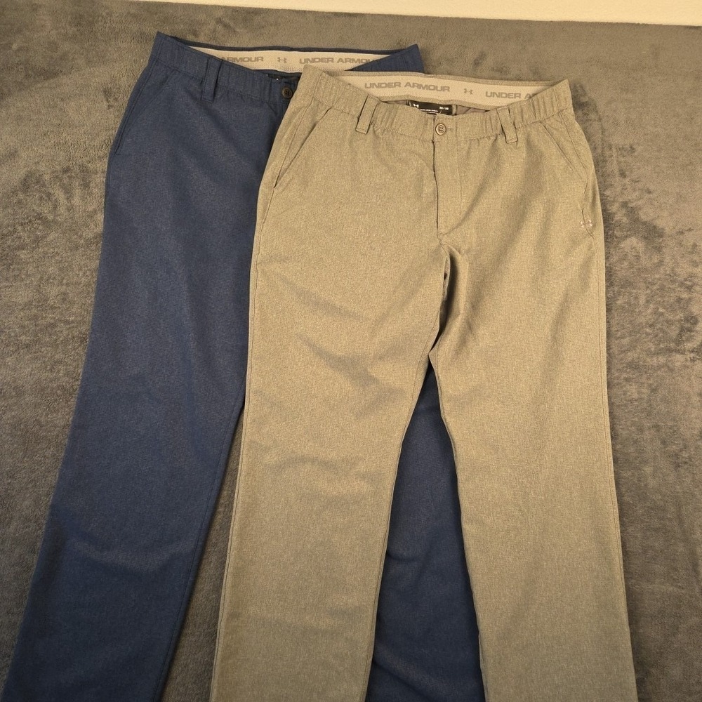 Under Armour Mens Size 36x32 Lot Of 2 Grey/Blu Performance Chino Pants Loose Fit